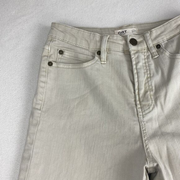 OAT New York High Rise Wide Leg Crop Pants Womens 4 Raw Hem 27W Oatmilk Spring - Picture 13 of 16
